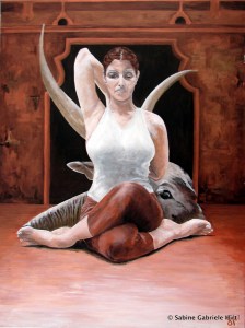 COW FACE POSE, 2007, Acrylic on Canvas, 40x30"