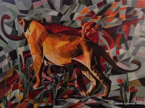 DANCING LIONS, 2015, Acrylic on Canvas, 36x48