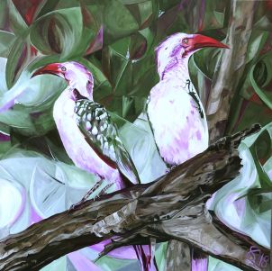 red billed hornbills, Botswana, Sandibe, Safari